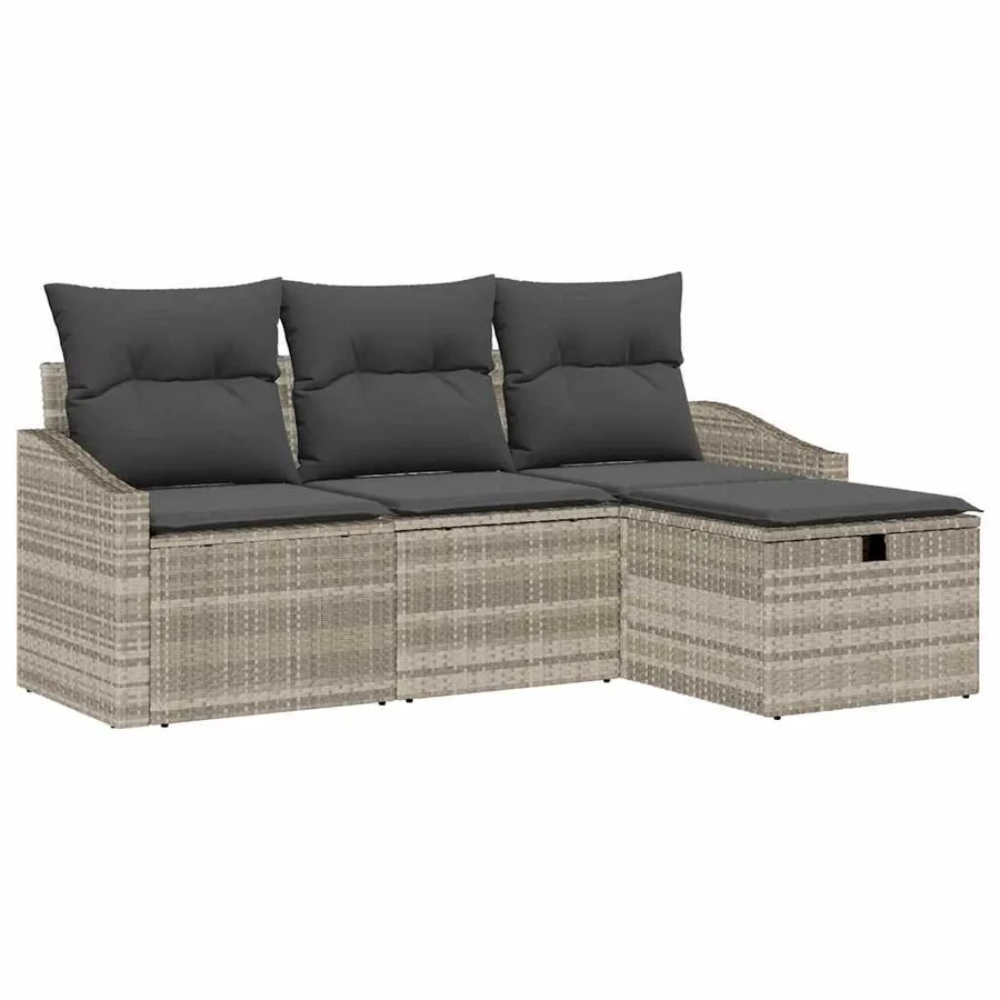 Ensemble de Canapés avec coussin 4 pcs polyrotin - 2