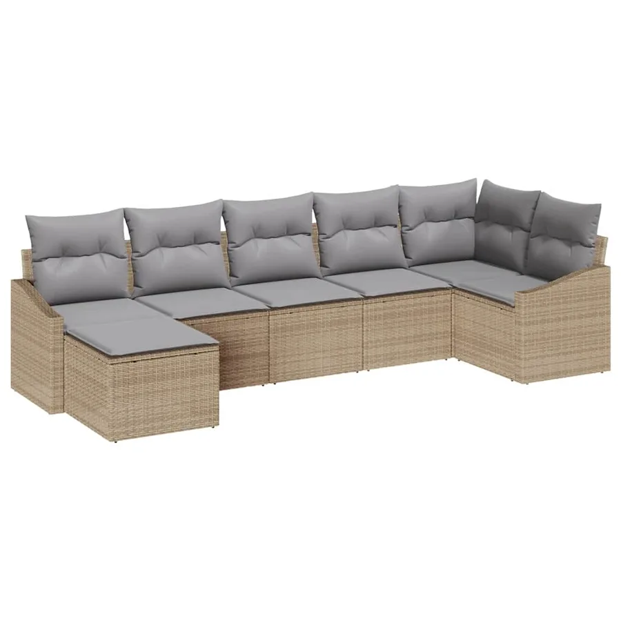 Ensemble de canapé de jardin 7 pcs Beige et Gris clair - 2