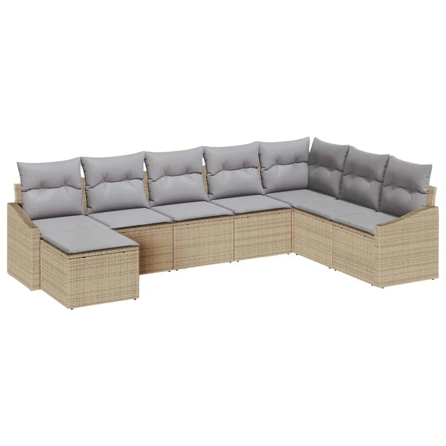 Ensemble de canapé de jardin 8 pcs Beige et Gris clair - 2