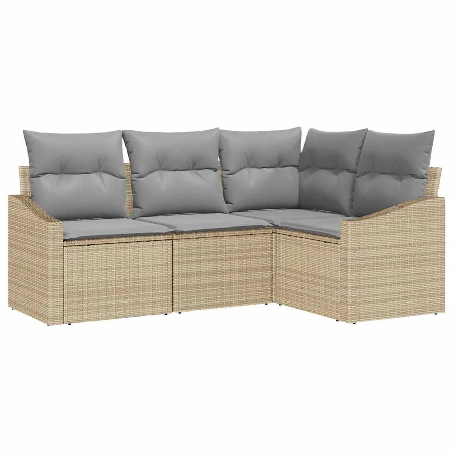 Ensemble de canapé de jardin 4 pcs Beige et Gris clair - 2