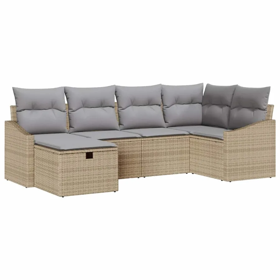 Ensemble de Canapés avec coussin 6 pcs polyrotin - 2
