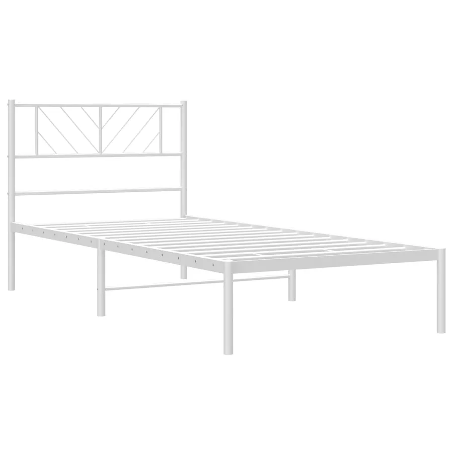 Cadre de lit métal sans matelas avec tête de lit blanc 90x200cm - 4