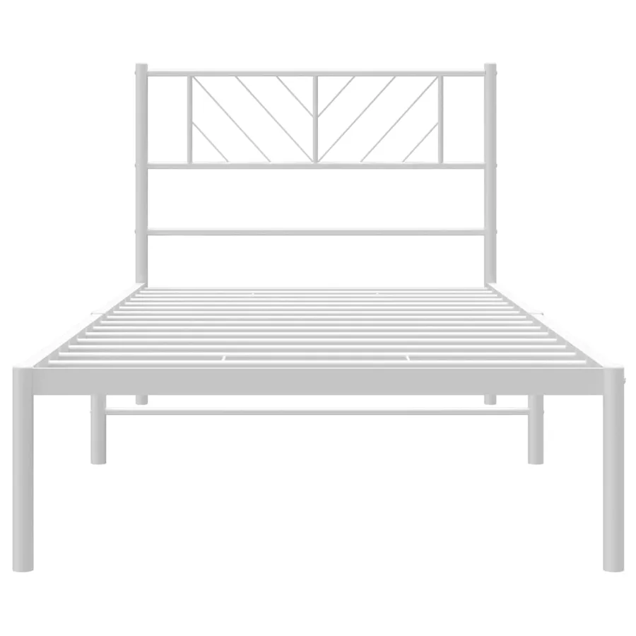 Cadre de lit métal sans matelas avec tête de lit blanc 90x200cm - 5