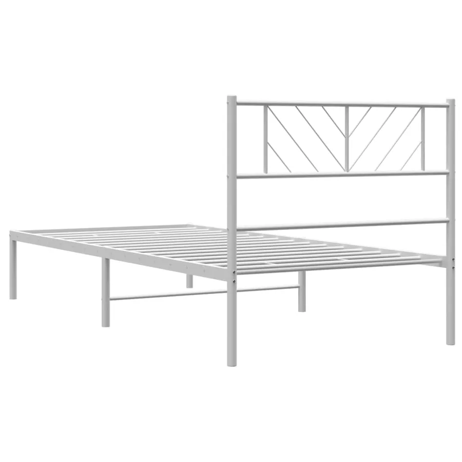 Cadre de lit métal sans matelas avec tête de lit blanc 90x200cm - 7