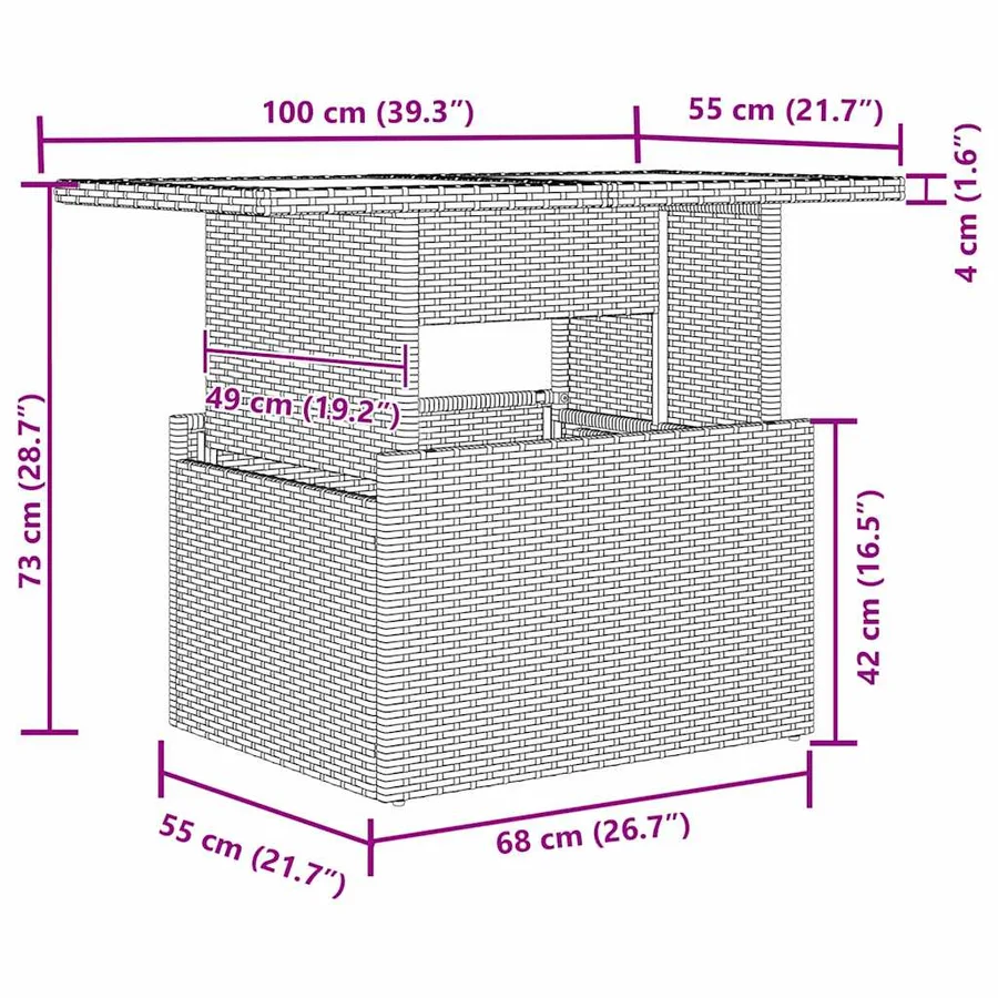 Ensemble de canapé de jardin 9 pcs Marron et Crème polyrotin - 12