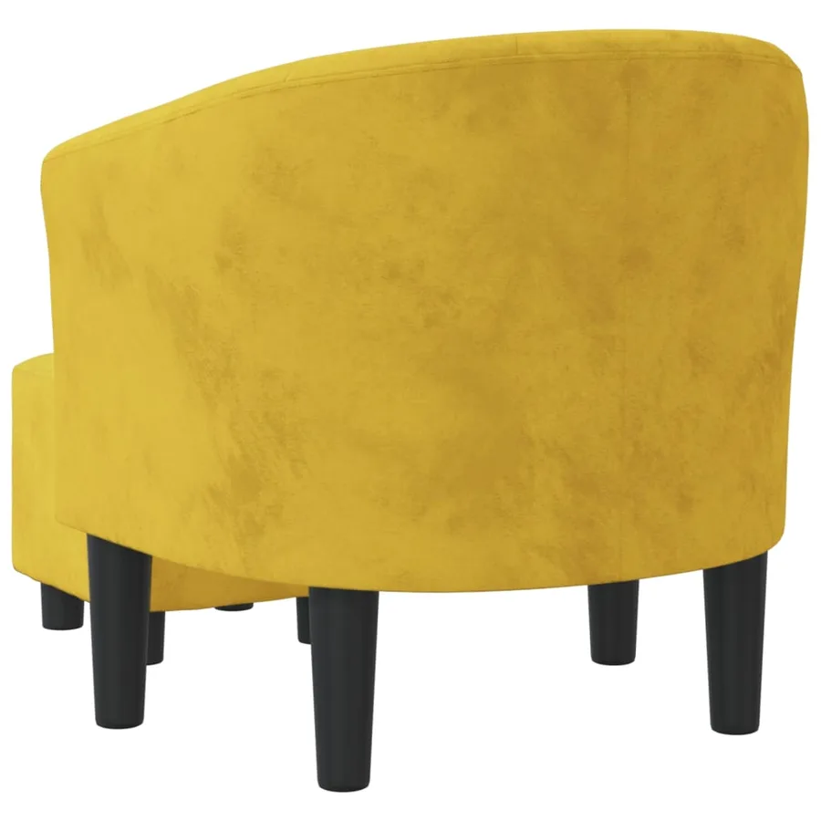 Fauteuil avec repose-pied jaune velours - 5