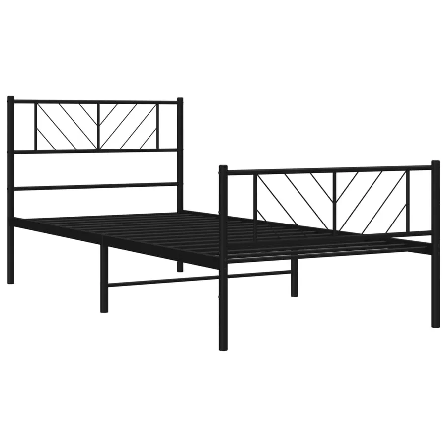 Cadre de lit métal sans matelas et pied de lit noir 100x200 cm - 4
