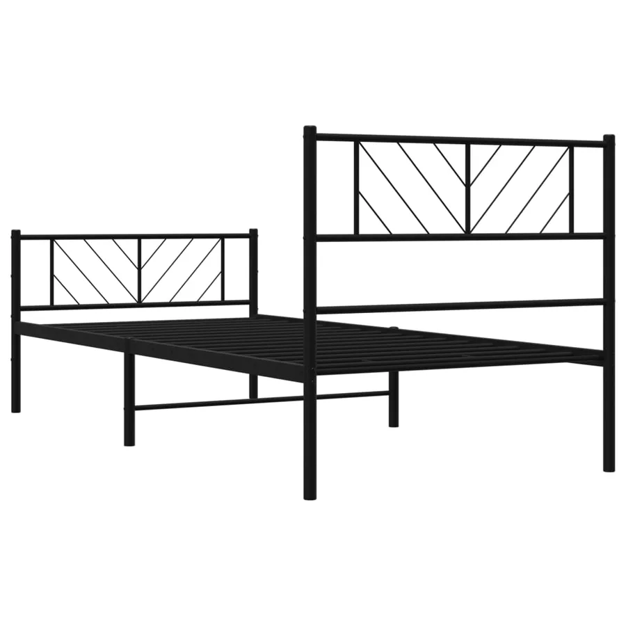 Cadre de lit métal sans matelas et pied de lit noir 100x200 cm - 7