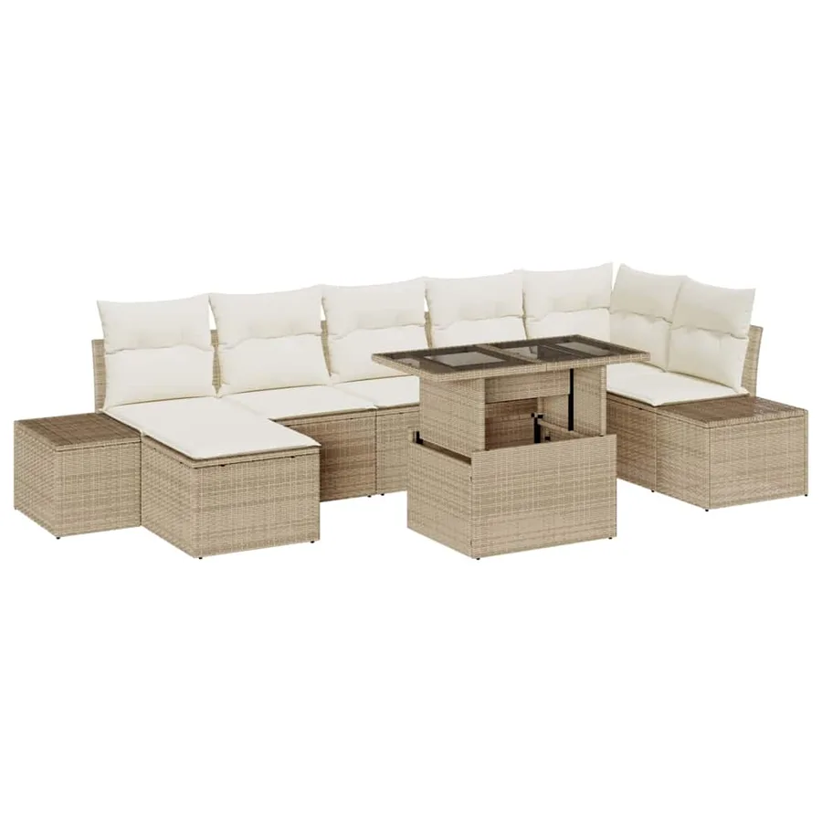 Ensemble de canapé de jardin avec coussin 8 pcs beige et crème - 2