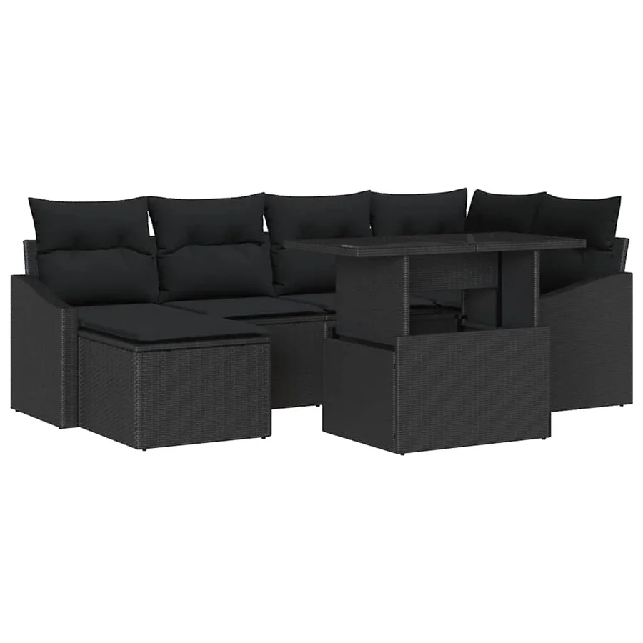 Ensemble de canapé de jardin avec coussin 7 pcs Noir - 2