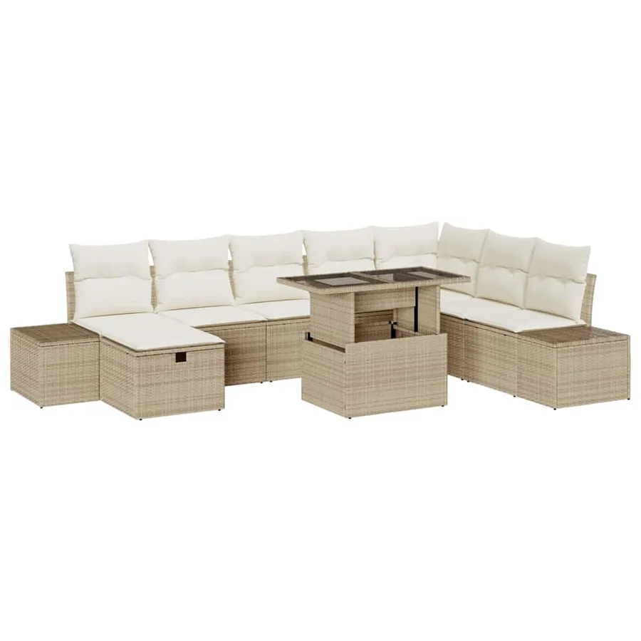 Ensemble de canapé de jardin 11 pcs Beige Poly rotin - 2