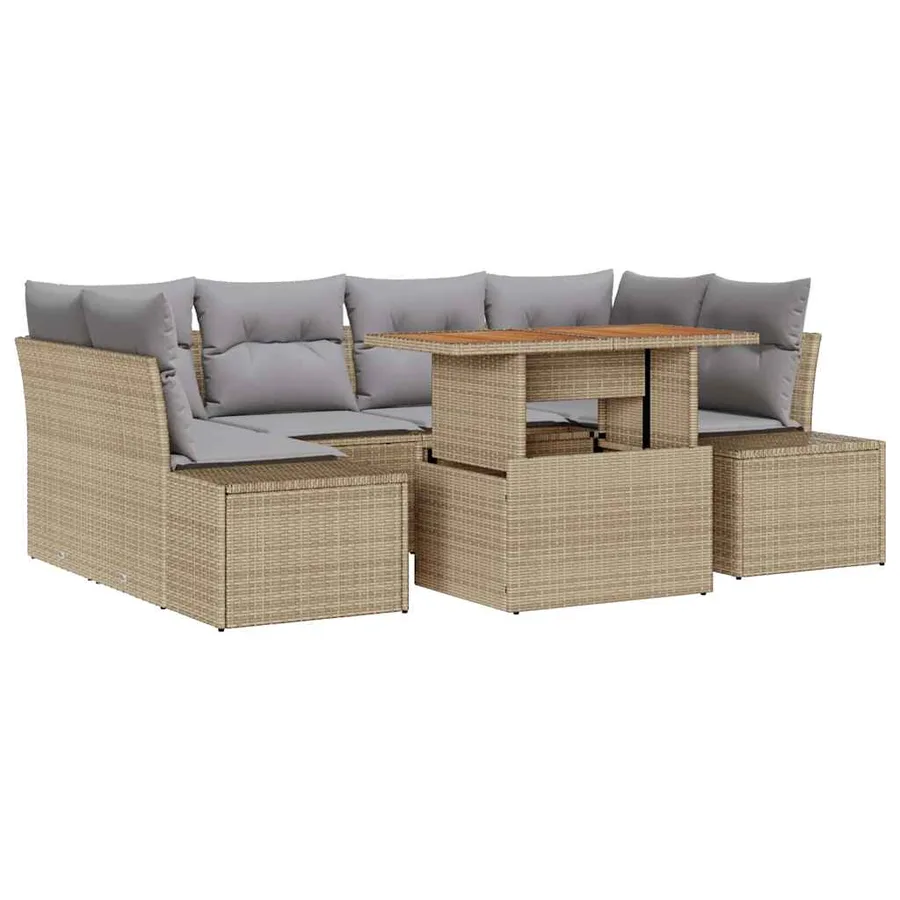 Ensemble de canapé de jardin 7 pc Beige et gris - 2