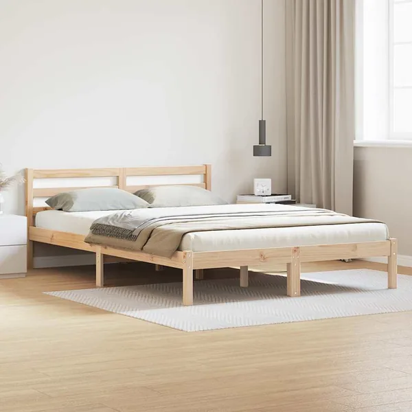 Cadre de lit Marron 215,5 x 145,5 x 69,5 cm Bois de Pin Massif