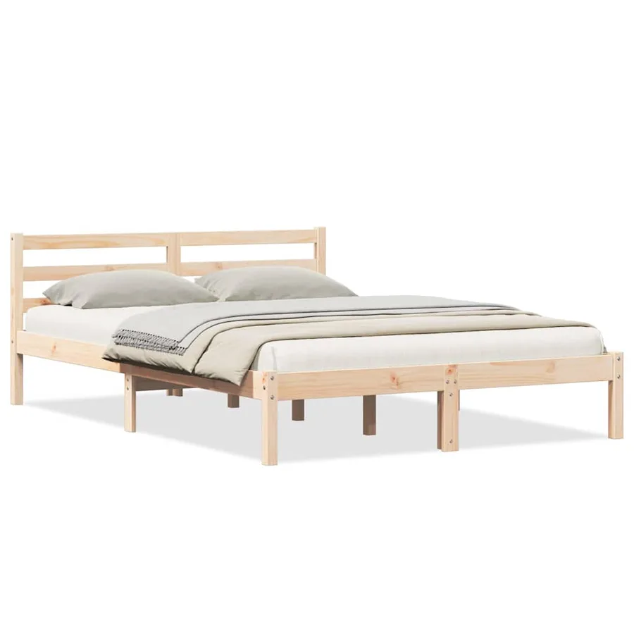 Cadre de lit Marron 215,5 x 145,5 x 69,5 cm Bois de Pin Massif - 3