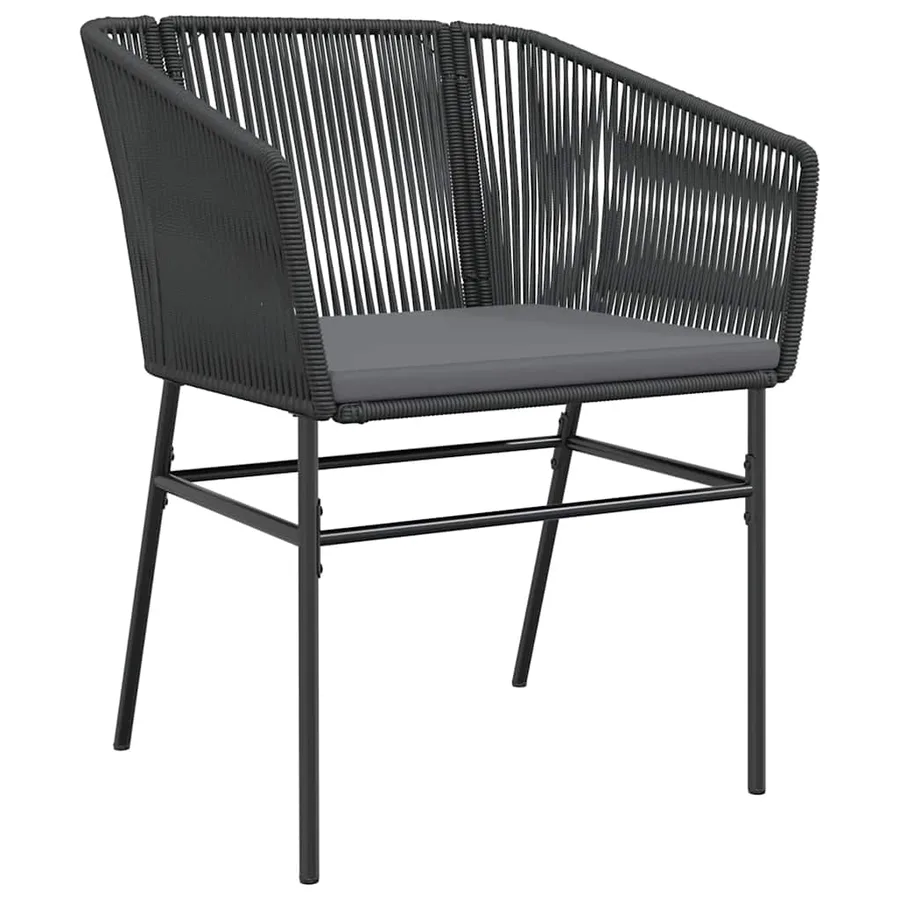 Ensemble à manger de jardin et coussins 5 pcs noir rotin verre - 5