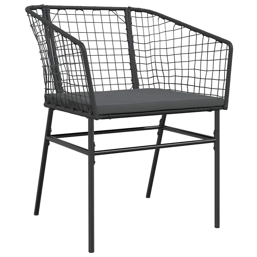 Ensemble à manger de jardin et coussins 5 pcs noir rotin verre - 5