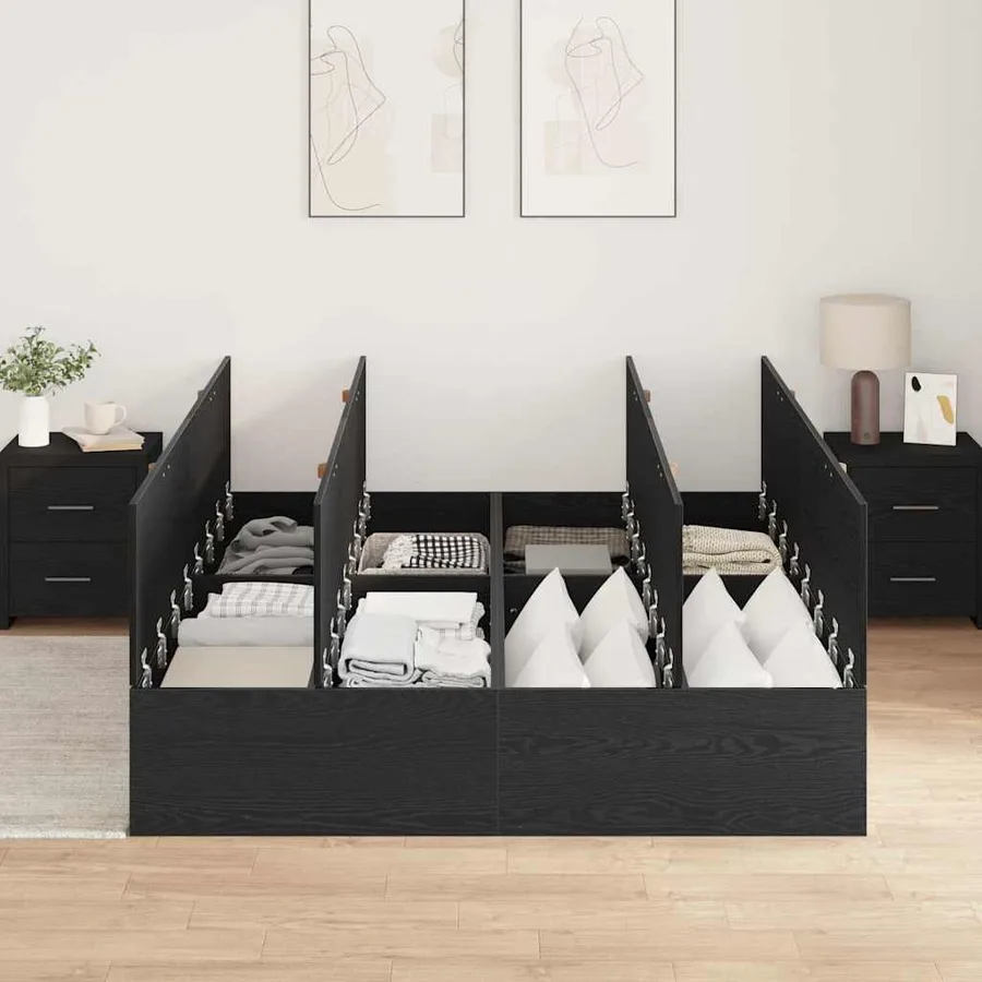 Cadre de lit avec rangement Chêne noir 140 x 190 cm - 3