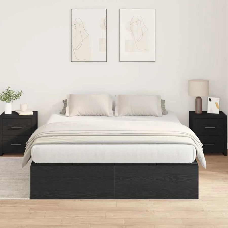 Cadre de lit avec rangement Chêne noir 140 x 190 cm - 4