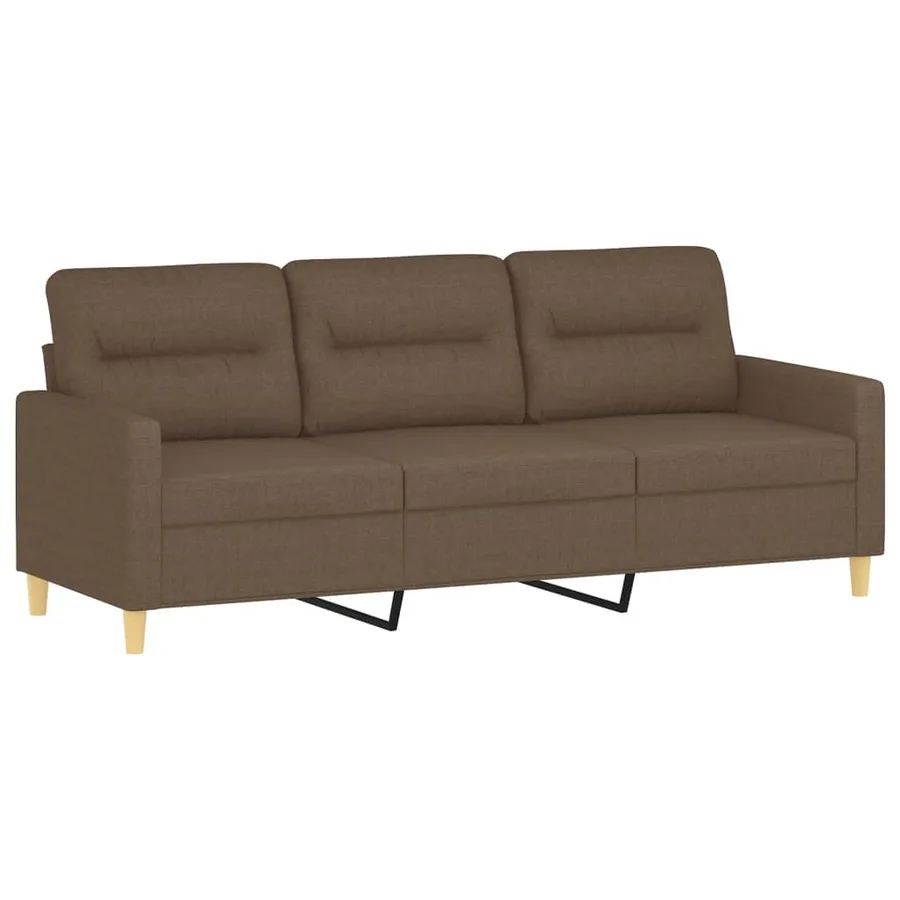 Ensemble de canapés 3 pcs avec coussins marron tissu - 4