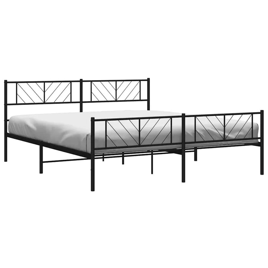 Cadre de lit métal sans matelas avec pied de lit noir 183x213cm - 4