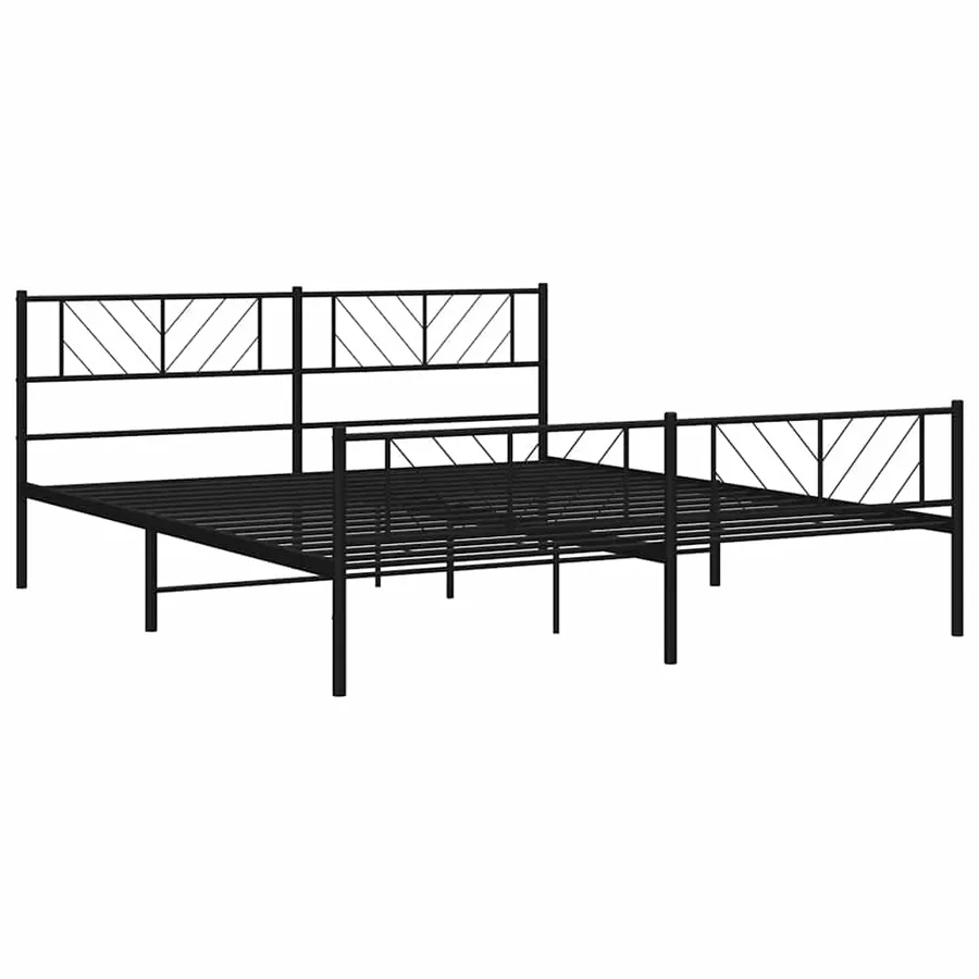Cadre de lit métal sans matelas avec pied de lit noir 183x213cm - 5