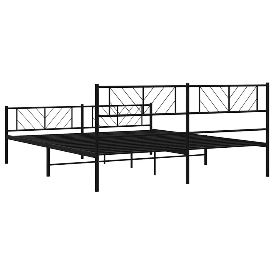 Cadre de lit métal sans matelas avec pied de lit noir 183x213cm - 8