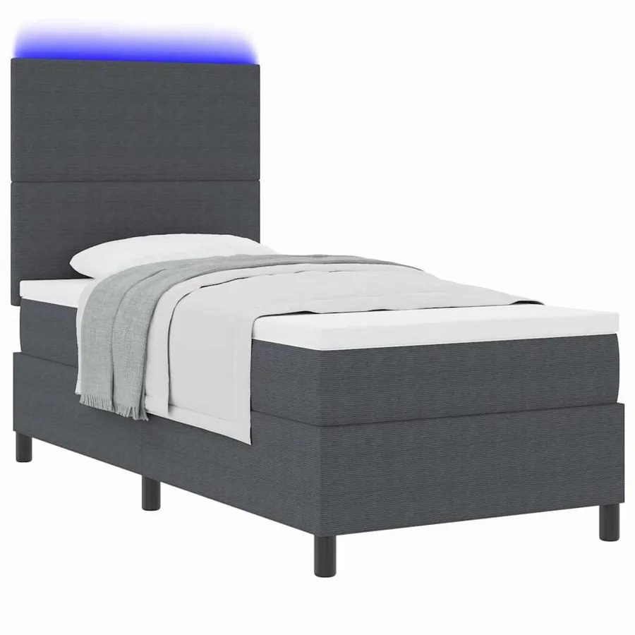 Lit à ressort LED Gris foncé et blanc 80 x 200 cm - 3