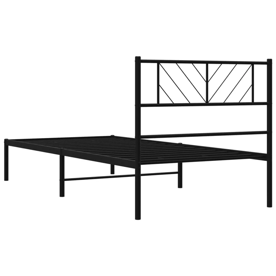 Cadre de lit métal sans matelas avec tête de lit noir 90x190 cm - 7