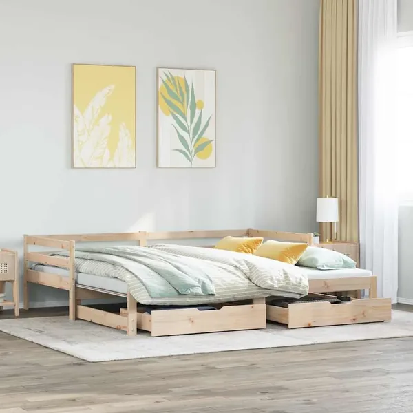 Lit de jour avec tiroirs sans matelas 90x200 cm bois massif