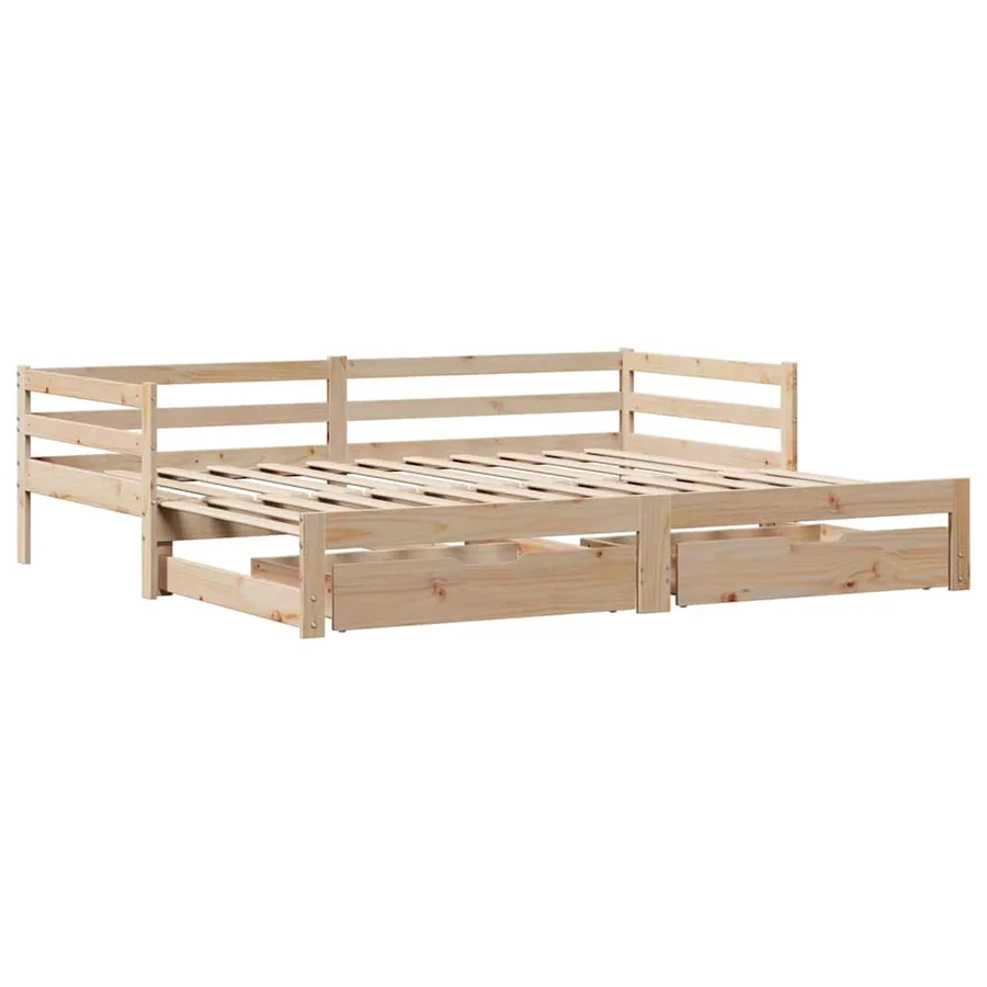 Lit de jour avec tiroirs sans matelas 90x200 cm bois massif - 3