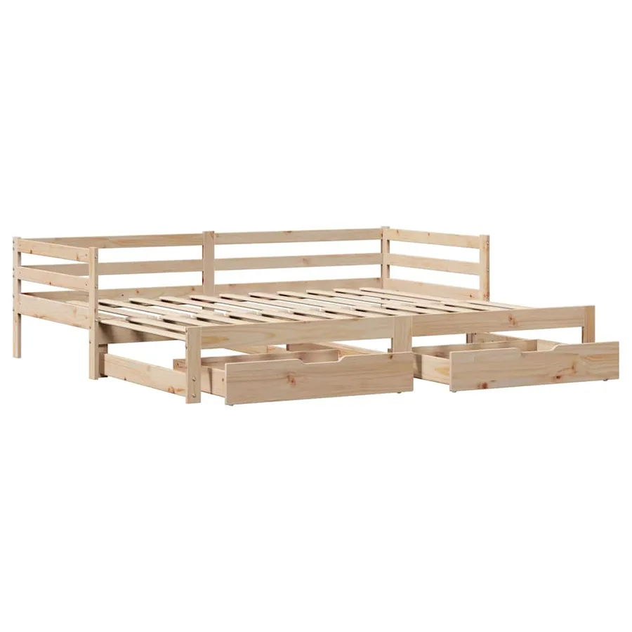 Lit de jour avec tiroirs sans matelas 90x200 cm bois massif - 4