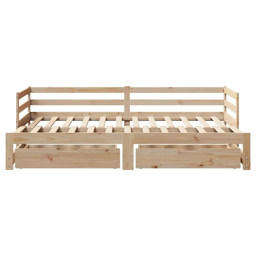 Lit de jour avec tiroirs sans matelas 90x200 cm bois massif - 6