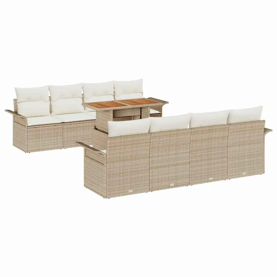 Ensemble de canapé de jardin 7 pcs Beige et crème polyrotin - 2
