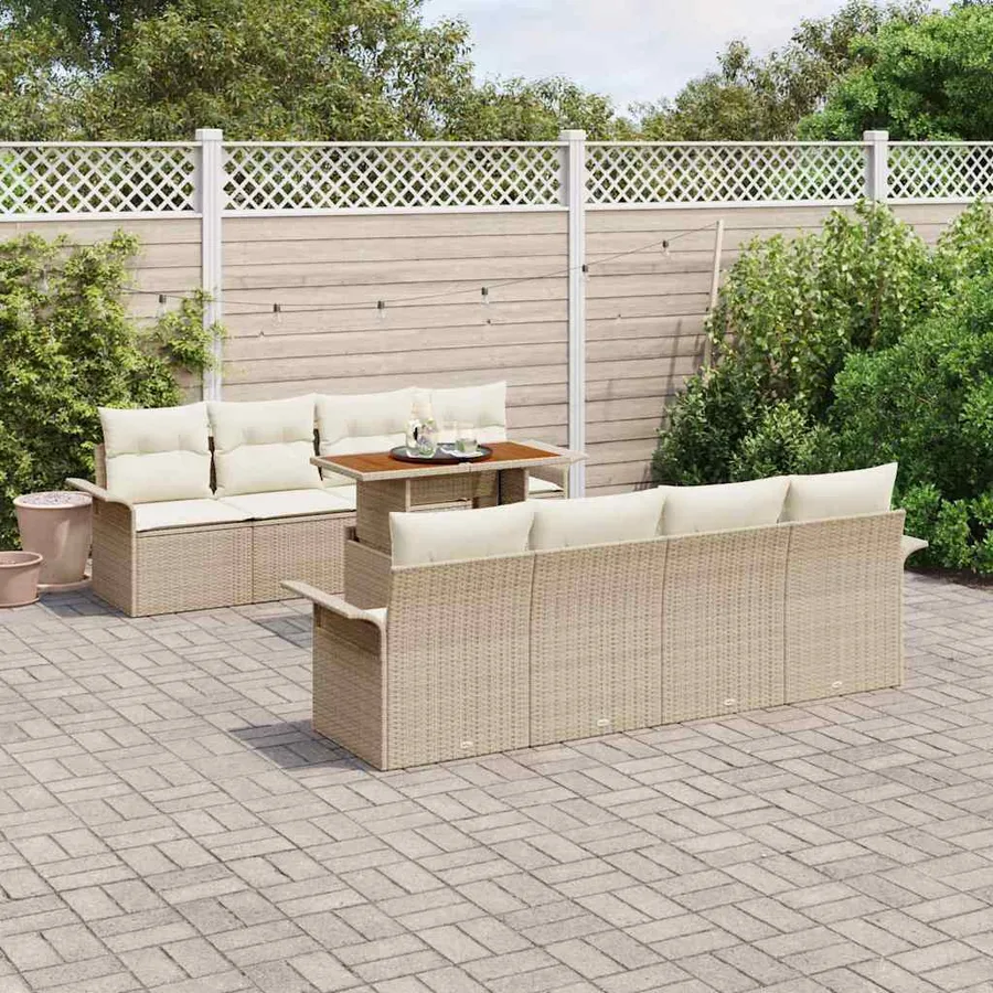 Ensemble de canapé de jardin 7 pcs Beige et crème polyrotin - 3