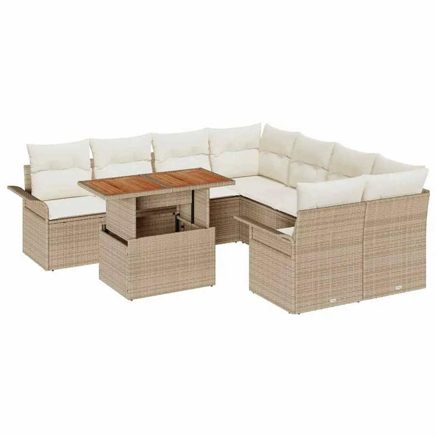 Ensemble de canapé de jardin avec coussin beige et crème - 2