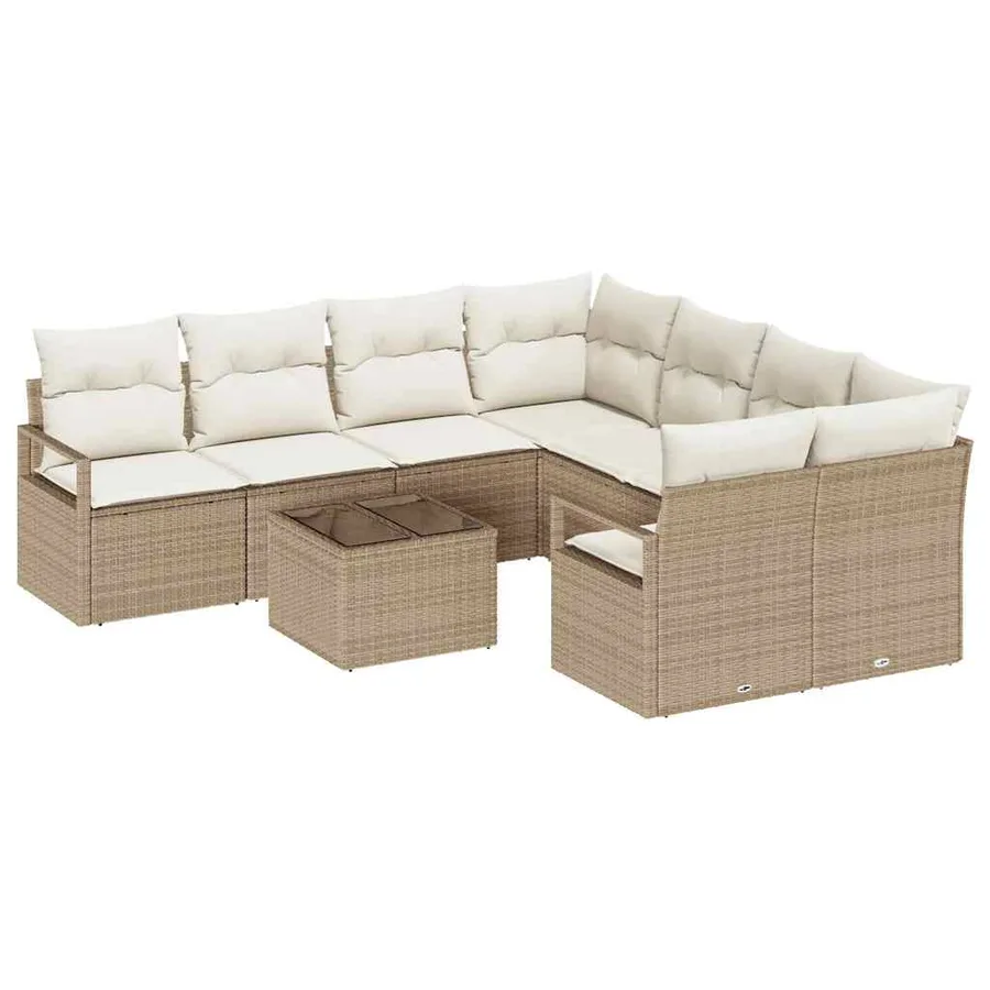 Ensemble de Canapés avec coussin 9 pcs Beige et crème polyrotin - 2
