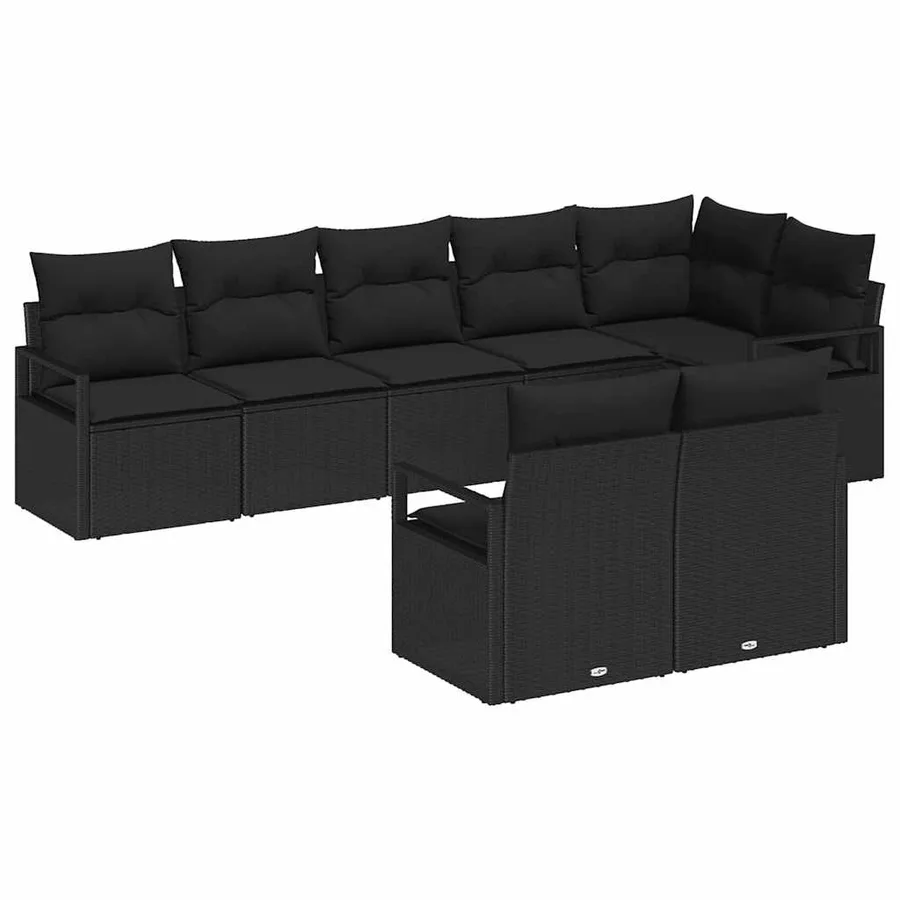 Ensemble de Canapés 8 pcs Noir polyrotin - 2