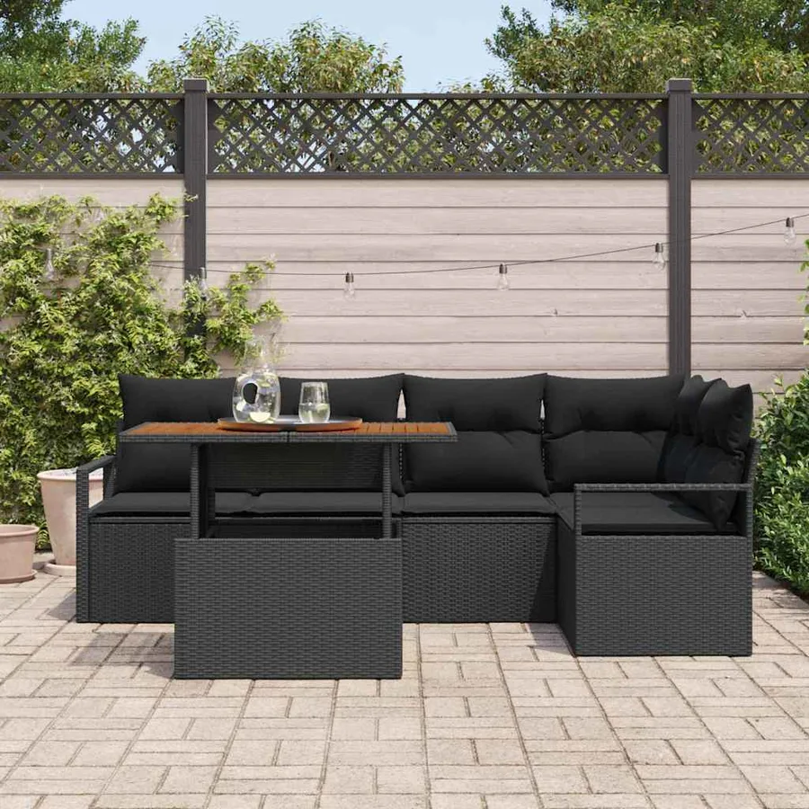 Ensemble de canapé de jardin 6 pc 5-Nombre de places - 3
