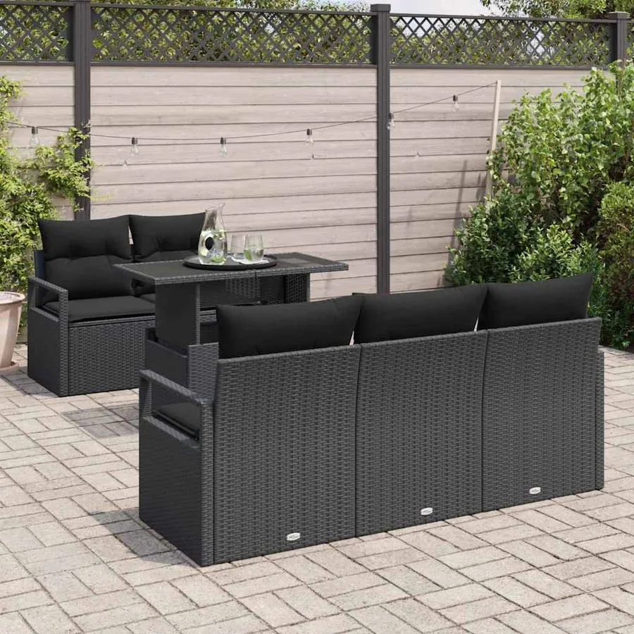 Ensemble de canapé de jardin avec stockage 6 pcs Noir polyrotin - 3