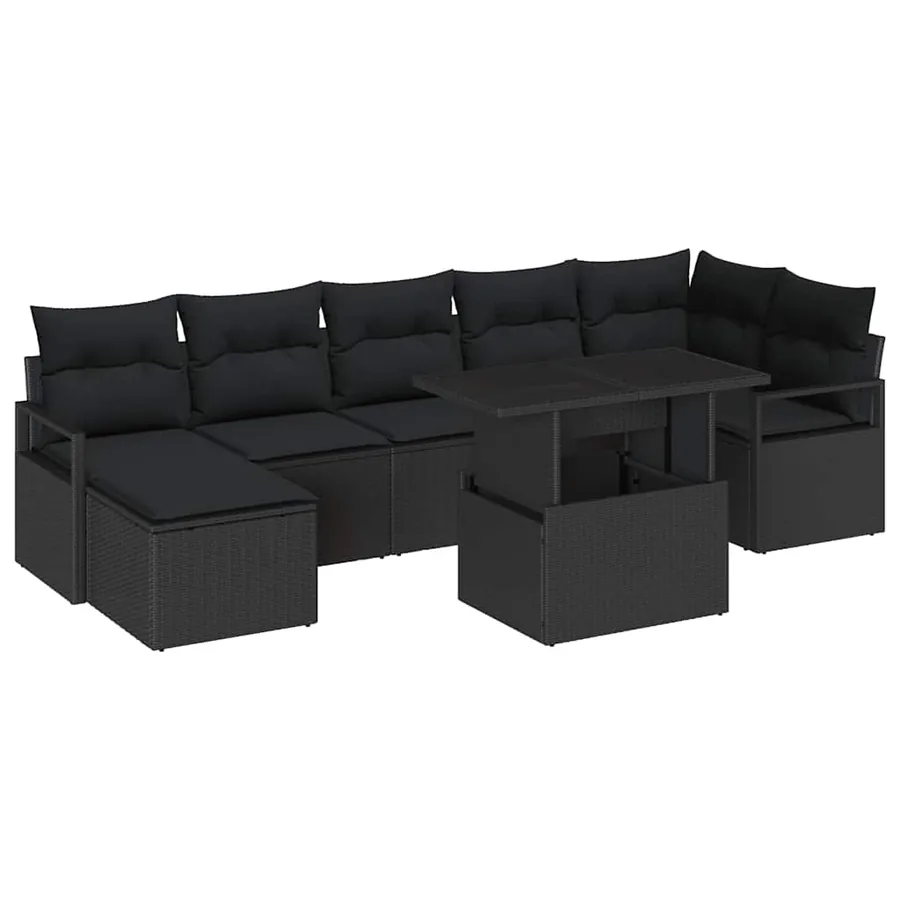 Ensemble de canapé de jardin avec stockage 8 pcs Noir polyrotin - 2
