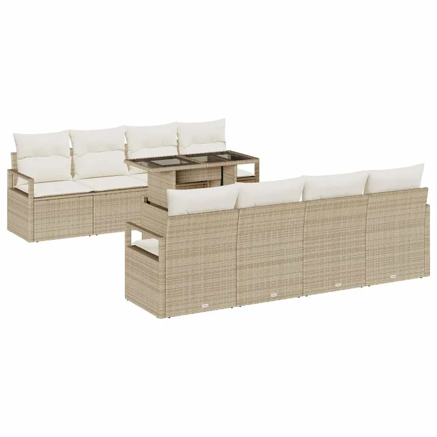Ensemble de canapé de jardin 7 pcs Beige et crème polyrotin - 2