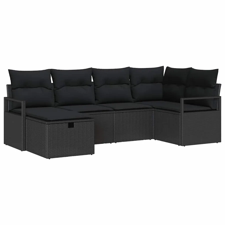 Ensemble de Canapés avec coussin avec stockage Noir polyrotin - 2