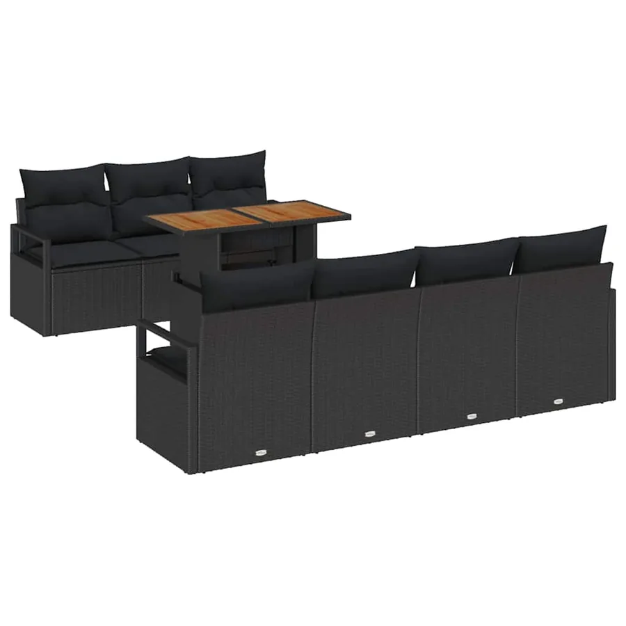 Ensemble de canapé de jardin avec coussin 8 pcs Noir et Marron - 2