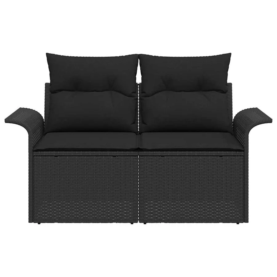 Canapé de jardin avec coussin Noir 141 x 62 x 69 cm polyrotin - 4