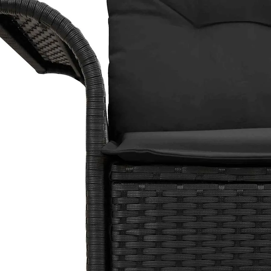 Canapé de jardin avec coussin Noir 141 x 62 x 69 cm polyrotin - 7