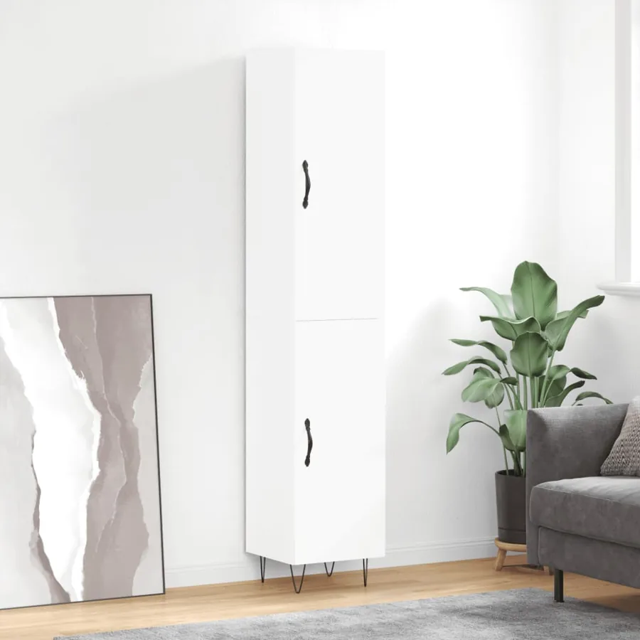 Buffet haut Blanc 34,5x34x180 cm Bois d'ingénierie