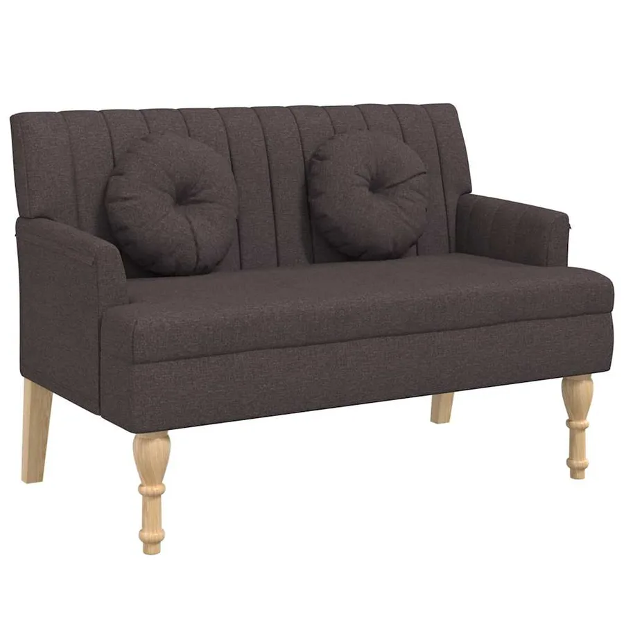 Banc avec coussins marron foncé 113x64,5x75,5 cm tissu - 2