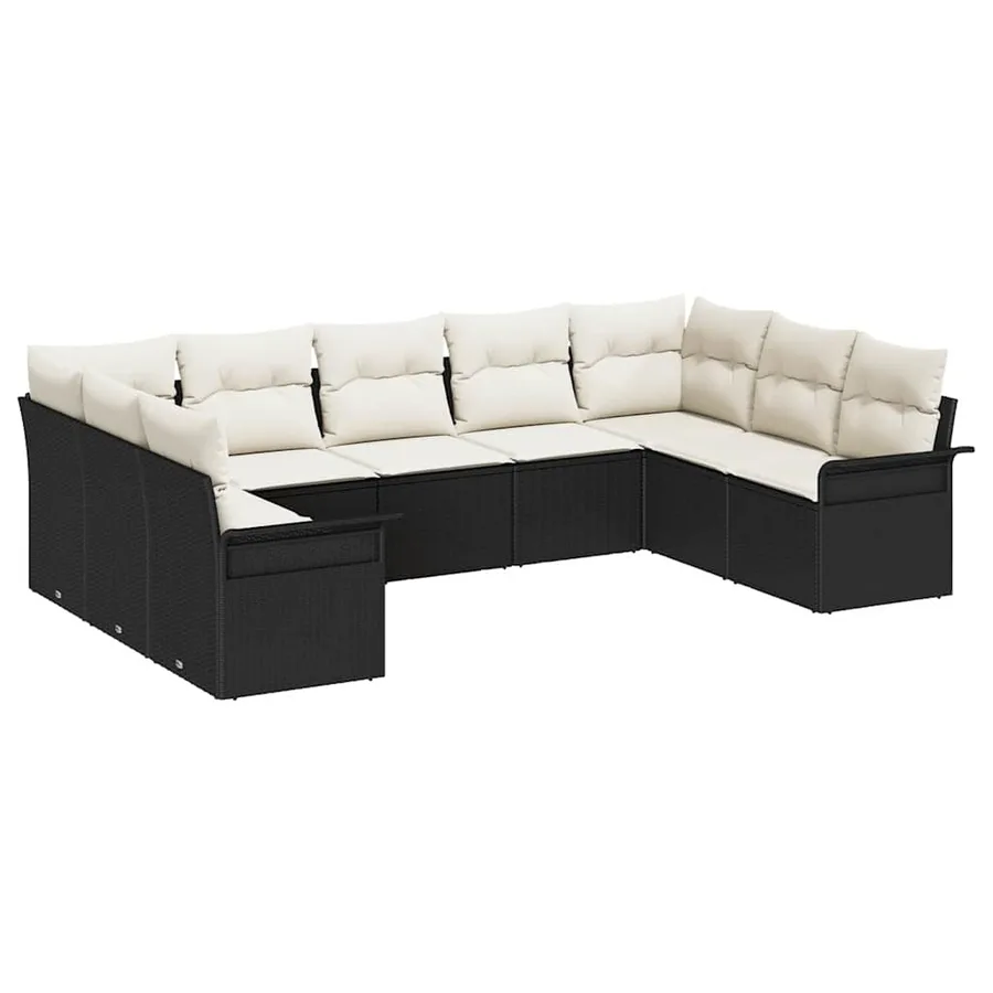 Ensemble de canapé de jardin avec stockage 9 pcs Noir polyrotin - 2