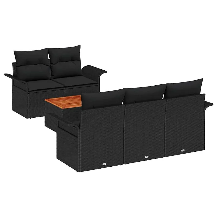 Ensemble de canapé de jardin avec stockage 6 pcs Noir polyrotin - 2