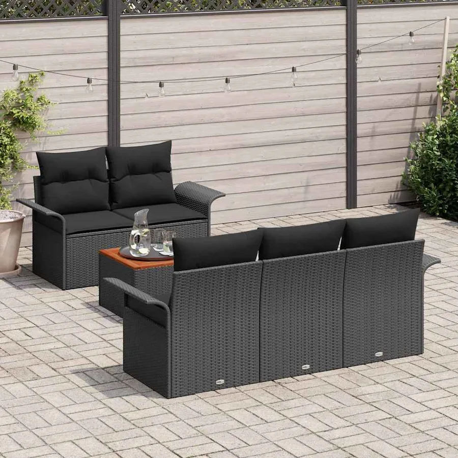 Ensemble de canapé de jardin avec stockage 6 pcs Noir polyrotin - 3